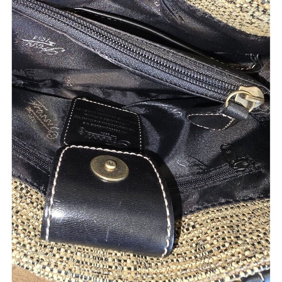 Fossil Tweed Bag Black/Brown Purse Detachable Shoulder Strap Included authentic - Picture 11 of 11